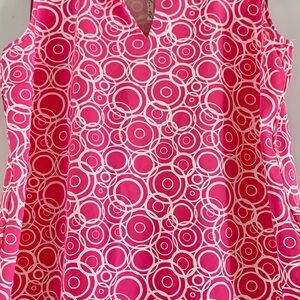 Lulu B Women’s XL Pink White Geometric Sleeveless Top Golf Resort Tunic